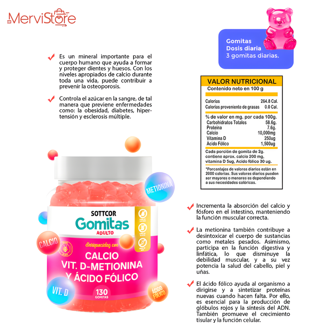Gomitas de calcio y ácido fólico Sottcor