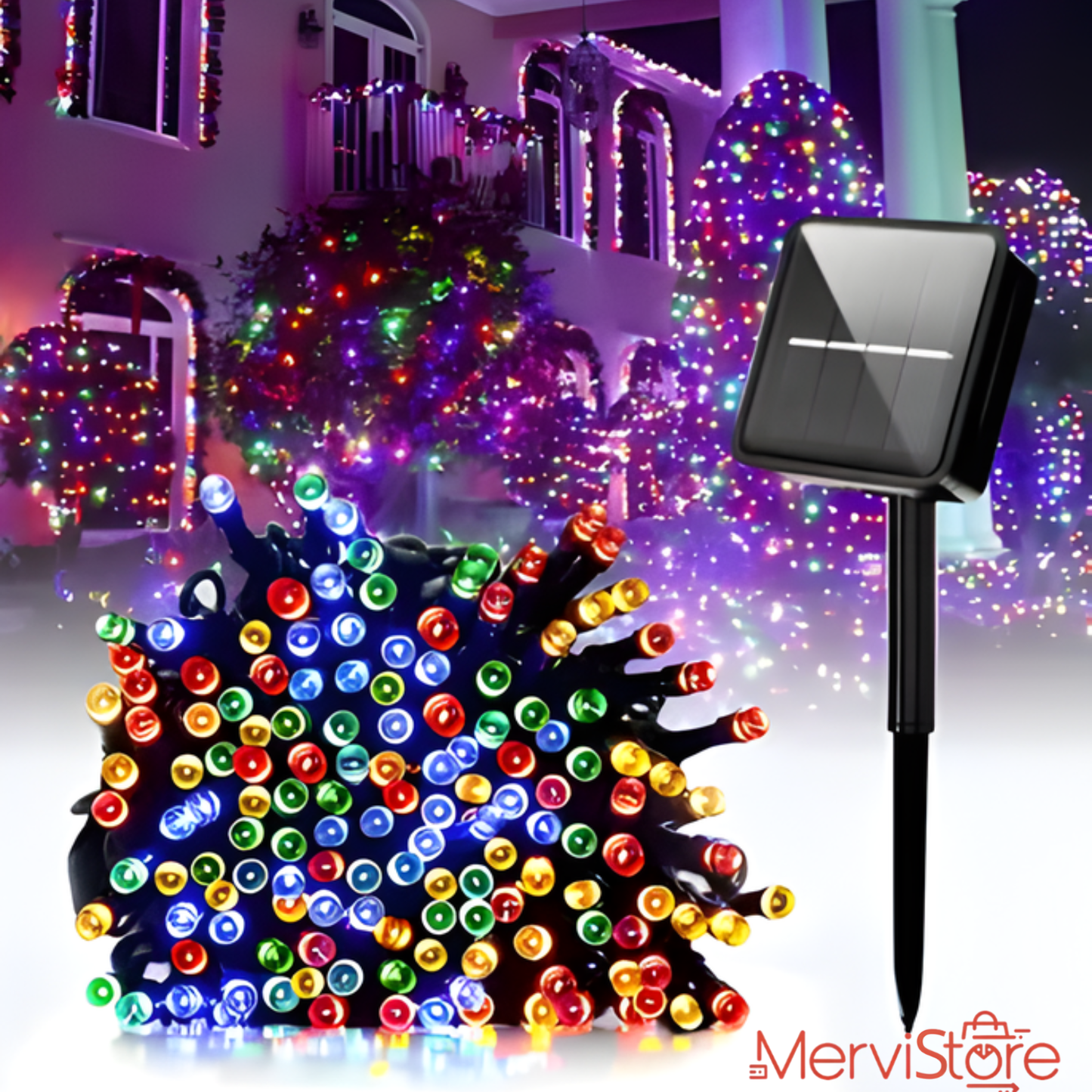 Luces navideñas con panel solar